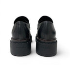 Prada Double Chocolate Loafers Leather Shoes Black Triangle Logo — view 5