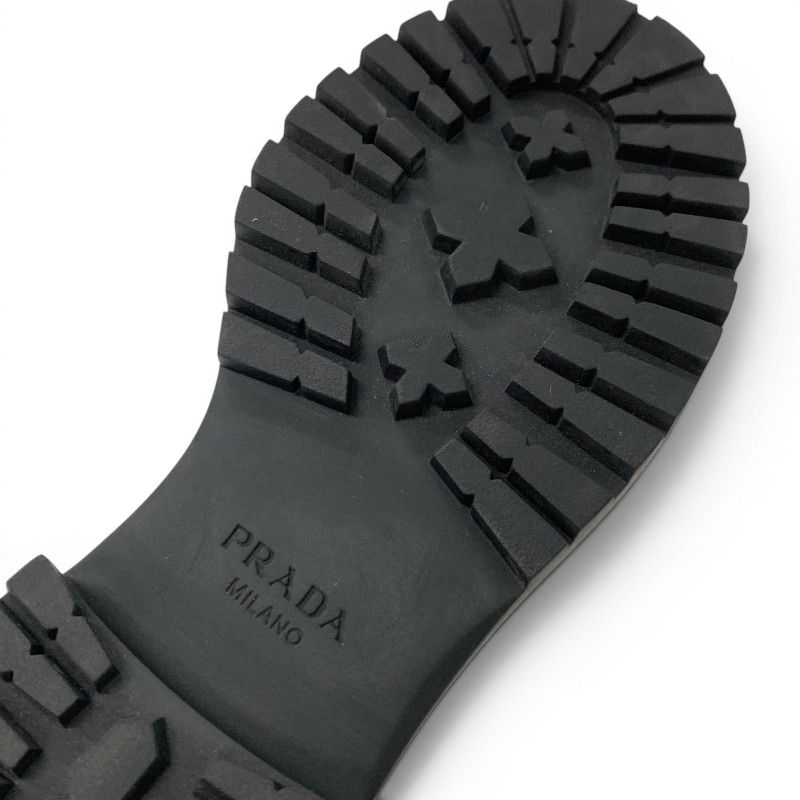 Prada Double Chocolate Loafers Leather Shoes Black Triangle Logo — view 8