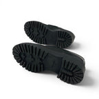 Prada Double Chocolate Loafers Leather Shoes Black Triangle Logo — view 6