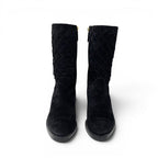 Chanel Boots Short Shoes Suede Black CC Logo Quilted Middle — view 2