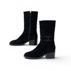 Chanel Boots Short Shoes Suede Black CC Logo Quilted Middle — view 3