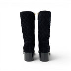 Chanel Boots Short Shoes Suede Black CC Logo Quilted Middle — view 5