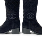 Chanel Boots Short Shoes Suede Black CC Logo Quilted Middle — view 9