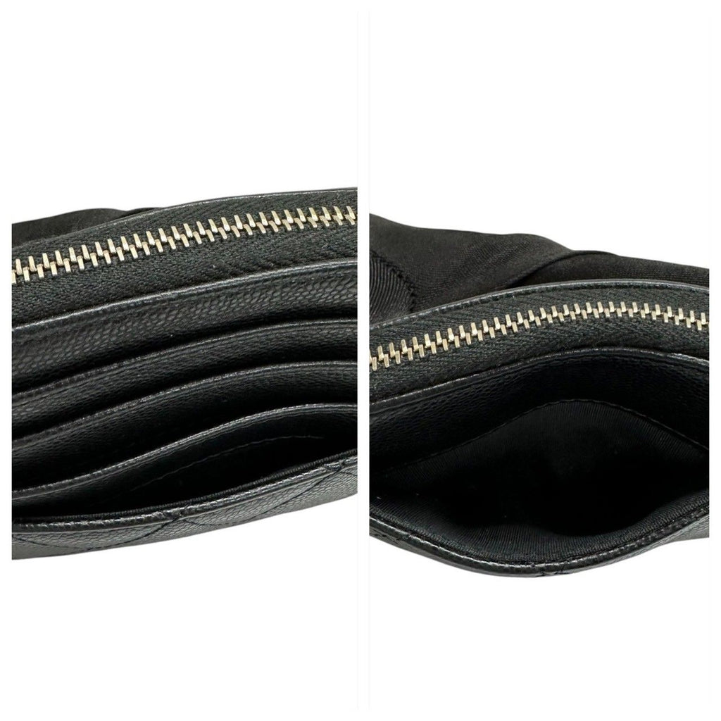 Chanel Quilted Black Gold Caviar Leather Coin Case — view 5