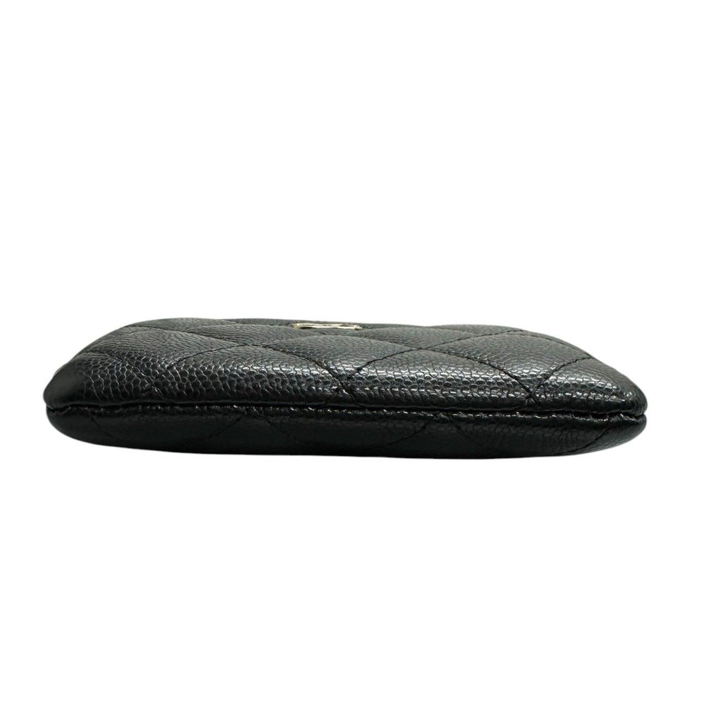 Chanel Quilted Black Gold Caviar Leather Coin Case — view 3
