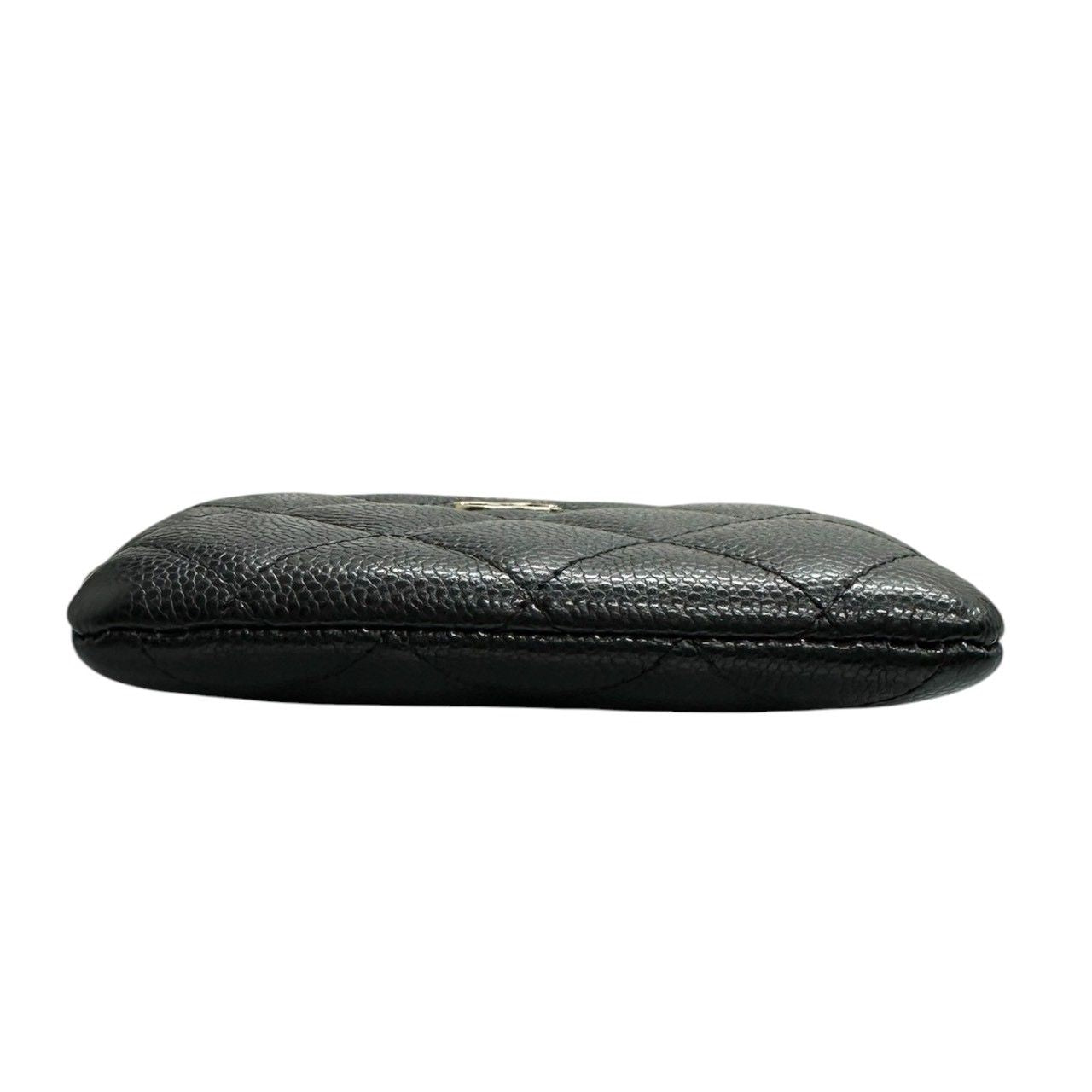 Chanel Quilted Black Gold Caviar Leather Coin Case — view 3