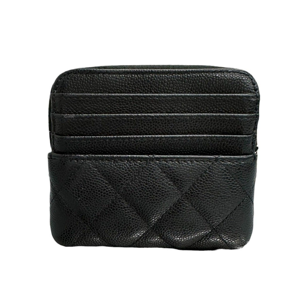 Chanel Quilted Black Gold Caviar Leather Coin Case — view 2