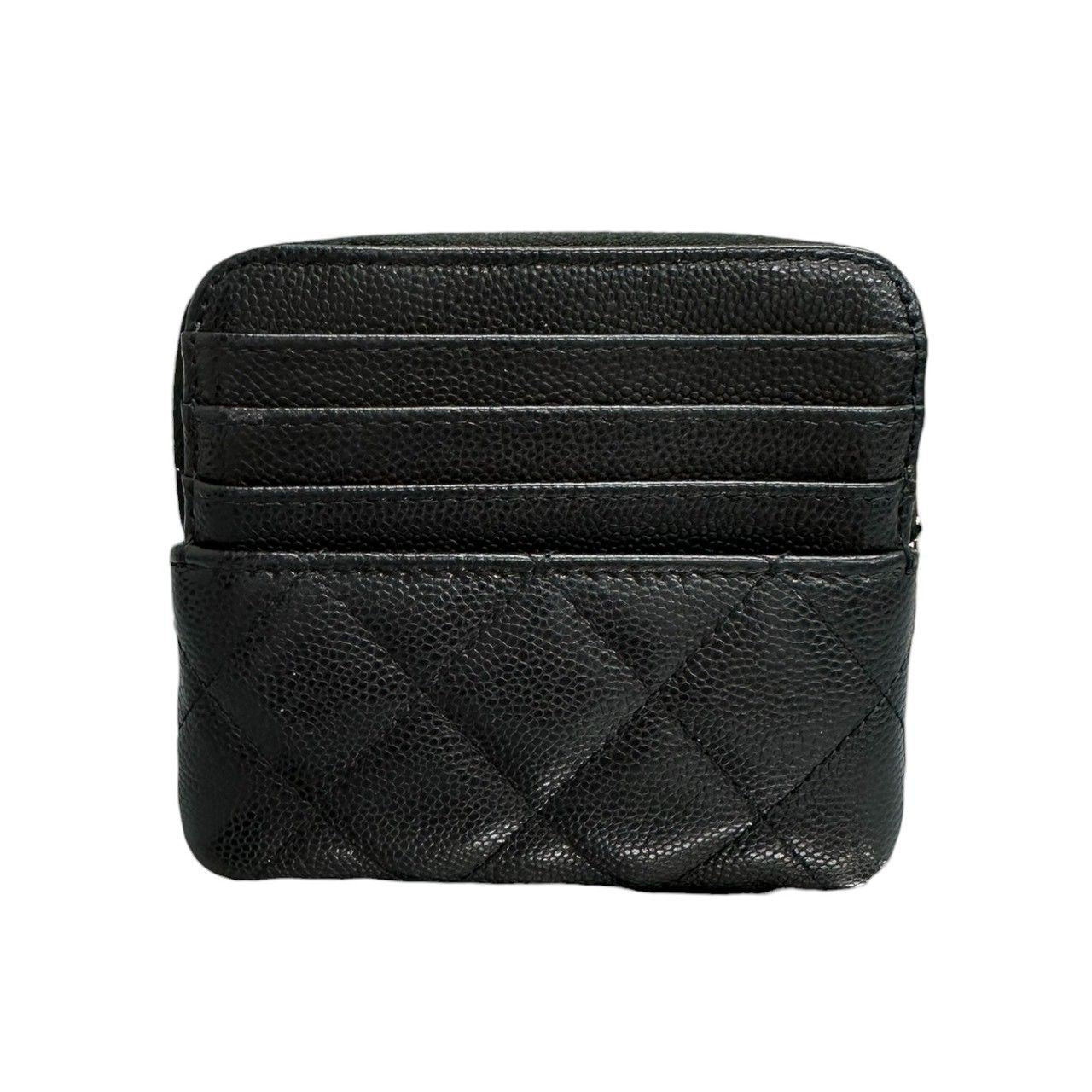 Chanel Quilted Black Gold Caviar Leather Coin Case — view 2