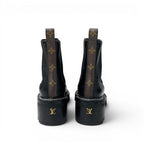 Louis Vuitton Bob le Line Monogram Boots Short Shoes Leather Black Ankle Side — view 5