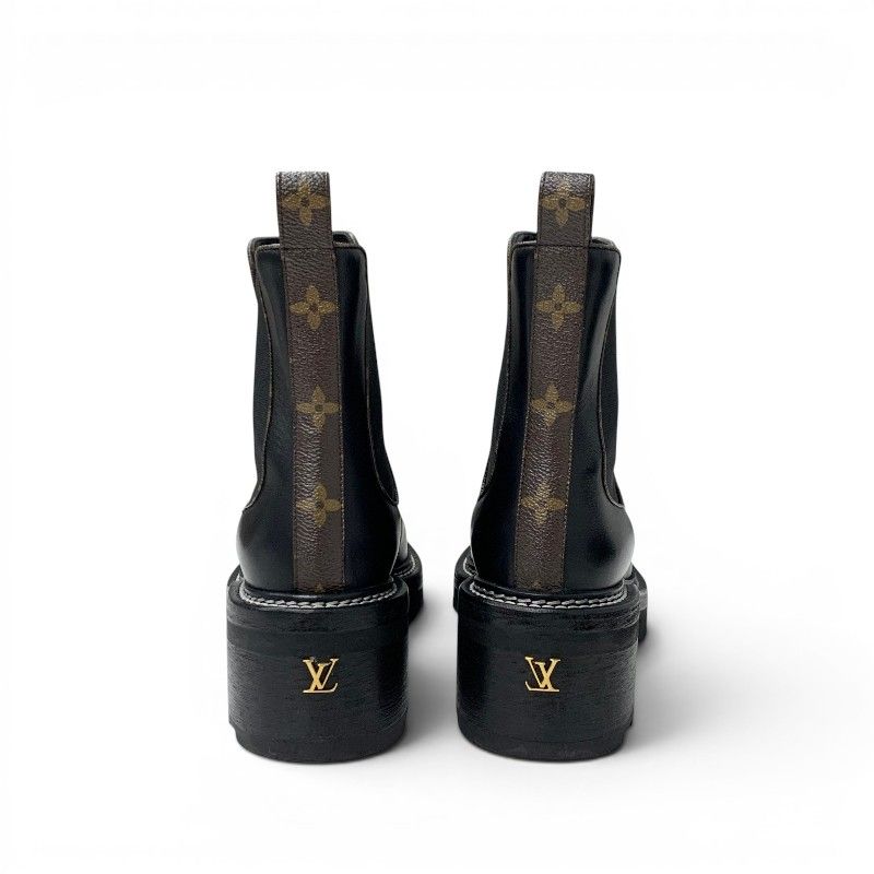 Louis Vuitton Bob le Line Monogram Boots Short Shoes Leather Black Ankle Side — view 5