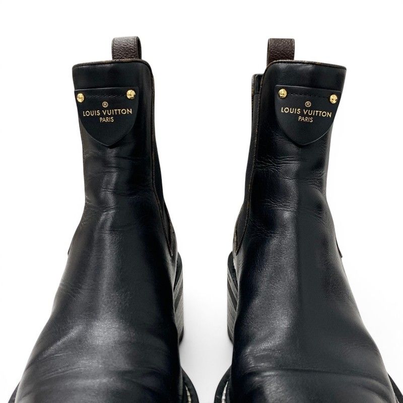 Louis Vuitton Bob le Line Monogram Boots Short Shoes Leather Black Ankle Side — view 9