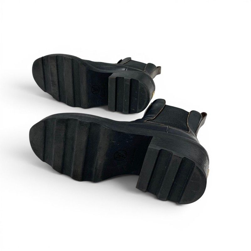 Louis Vuitton Bob le Line Monogram Boots Short Shoes Leather Black Ankle Side — view 6