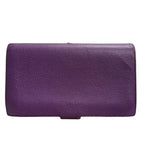 Chanel CC Logo Purple Gold Caviar Leather Wallet Kiss Lock — view 3