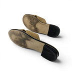 Chanel Sandals Shoes Corduroy Cork Brown Black Gold CC Logo Chain Quilted Flat — view 6