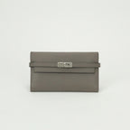 Hermes Kelly Wallet Etain Gray Silver Veau Epsom