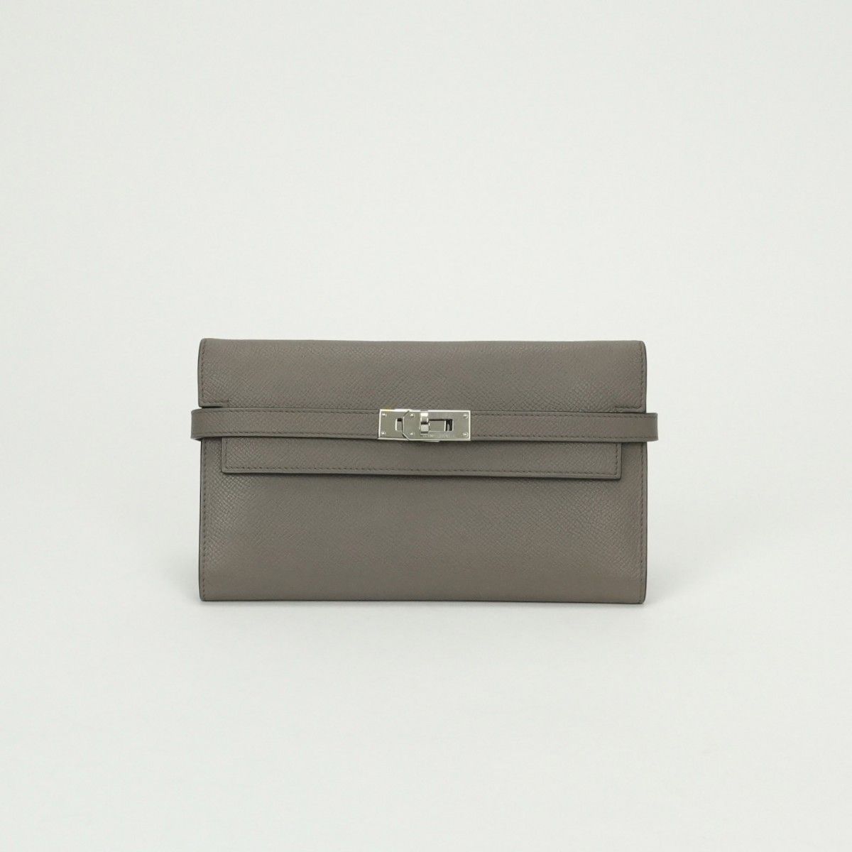 Hermes Kelly Wallet Etain Gray Silver Veau Epsom