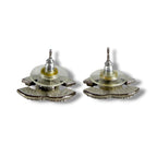 Chanel CC Logo Rhinestone Earrings Silver Vintage — view 4