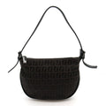 Fendi Zucchino Shoulder Bag Canvas Leather Black