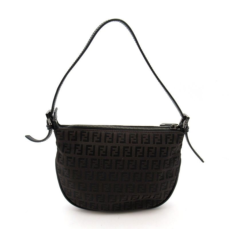 Fendi Zucchino Shoulder Bag Canvas Leather Black — view 4
