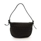 Fendi Zucchino Shoulder Bag Canvas Leather Black — view 4