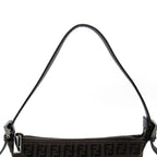 Fendi Zucchino Shoulder Bag Canvas Leather Black — view 2