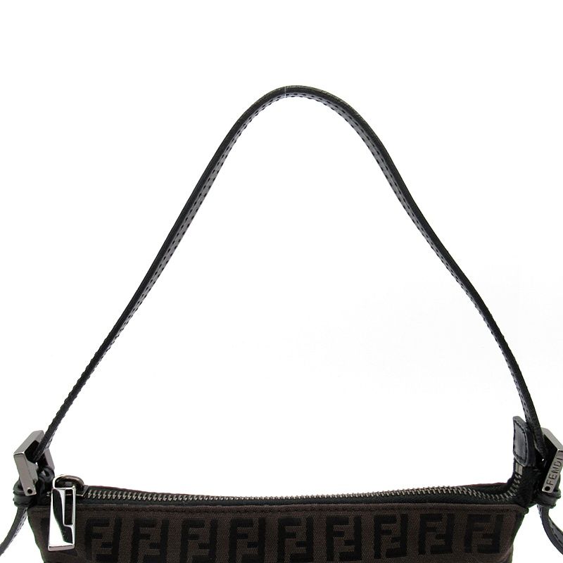 Fendi Zucchino Shoulder Bag Canvas Leather Black — view 2