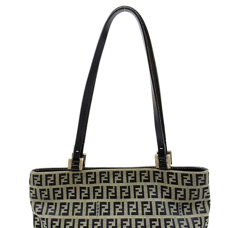 Fendi Zucchino Tote Canvas Leather Navy — view 2