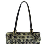 Fendi Zucchino Tote Canvas Leather Navy — view 2