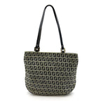 Fendi Zucchino Tote Canvas Leather Navy — view 4