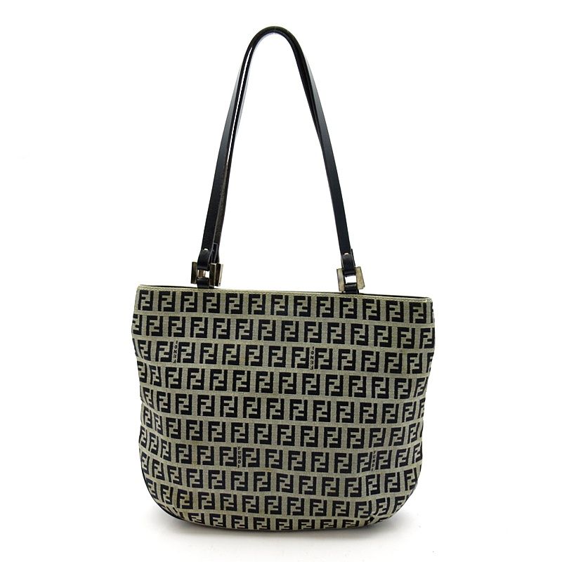 Fendi Zucchino Tote Canvas Leather Navy — view 4