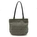 Fendi Zucchino Tote Canvas Leather Navy