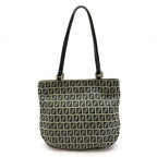 Fendi Zucchino Tote Canvas Leather Navy