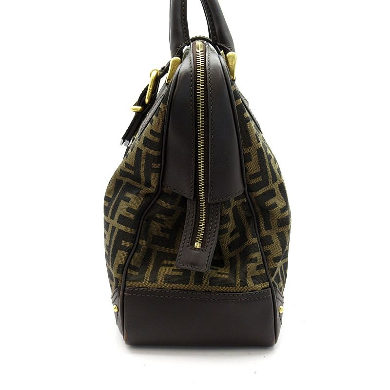 Fendi Zucca Handbag Canvas Leather Brown — view 3