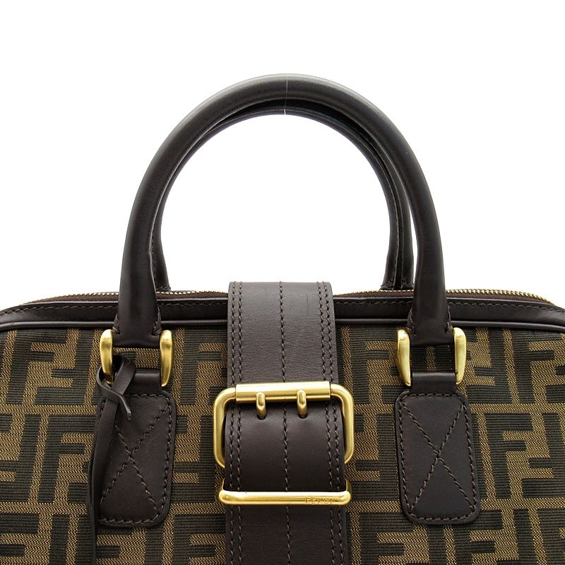 Fendi Zucca Handbag Canvas Leather Brown — view 2