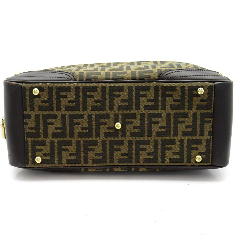 Fendi Zucca Handbag Canvas Leather Brown — view 6