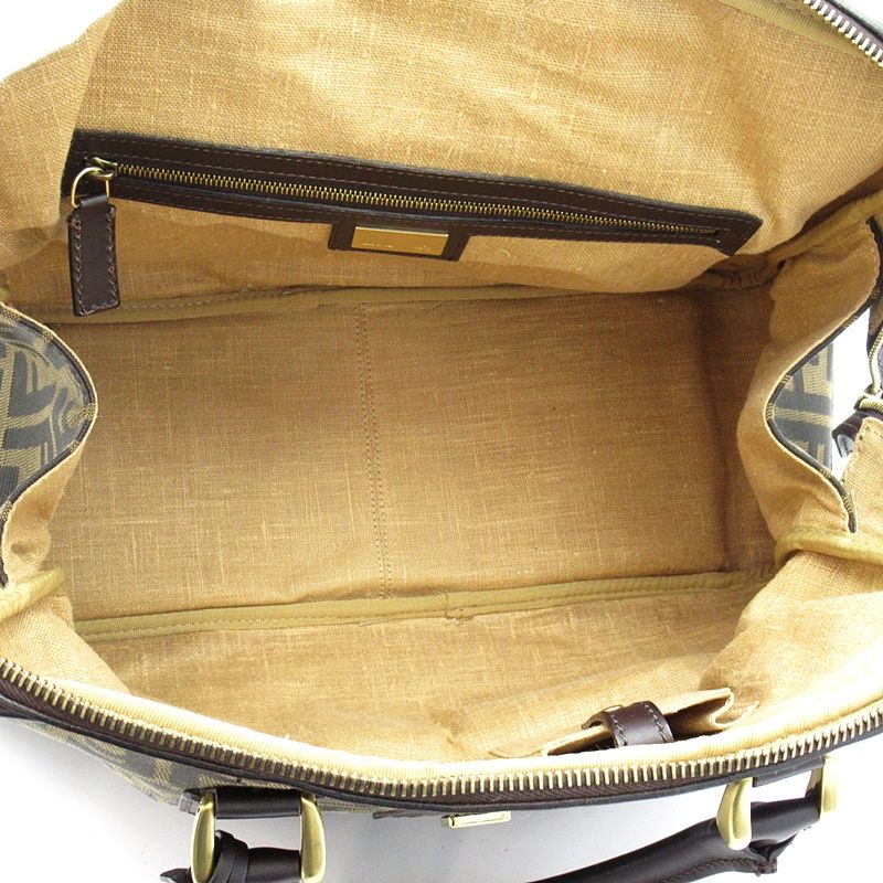 Fendi Zucca Handbag Canvas Leather Brown — view 7