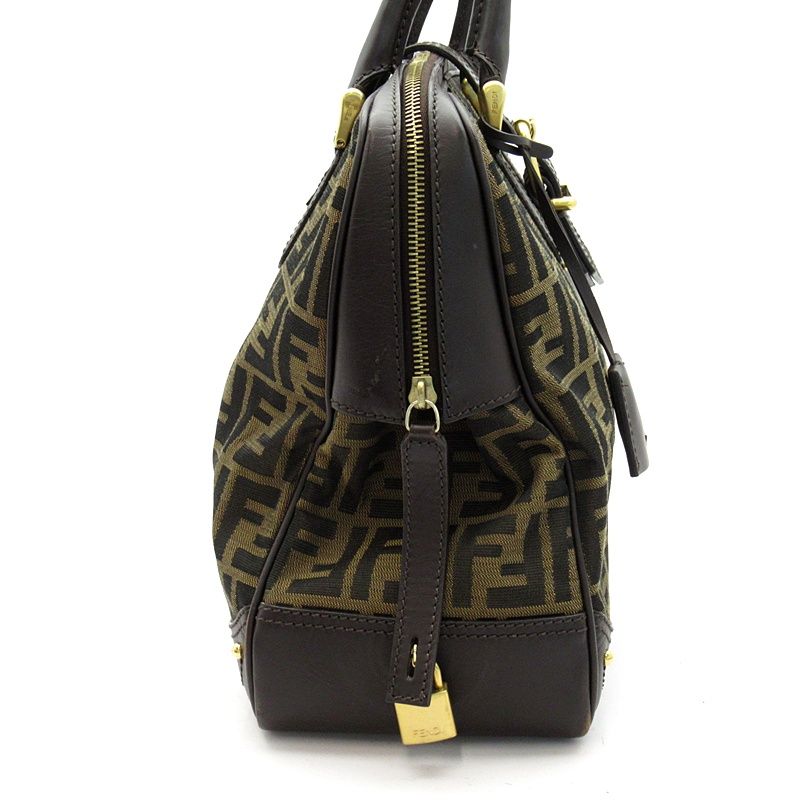 Fendi Zucca Handbag Canvas Leather Brown — view 5