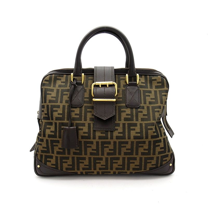 Fendi Zucca Handbag Canvas Leather Brown