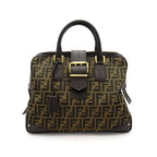 Fendi Zucca Handbag Canvas Leather Brown