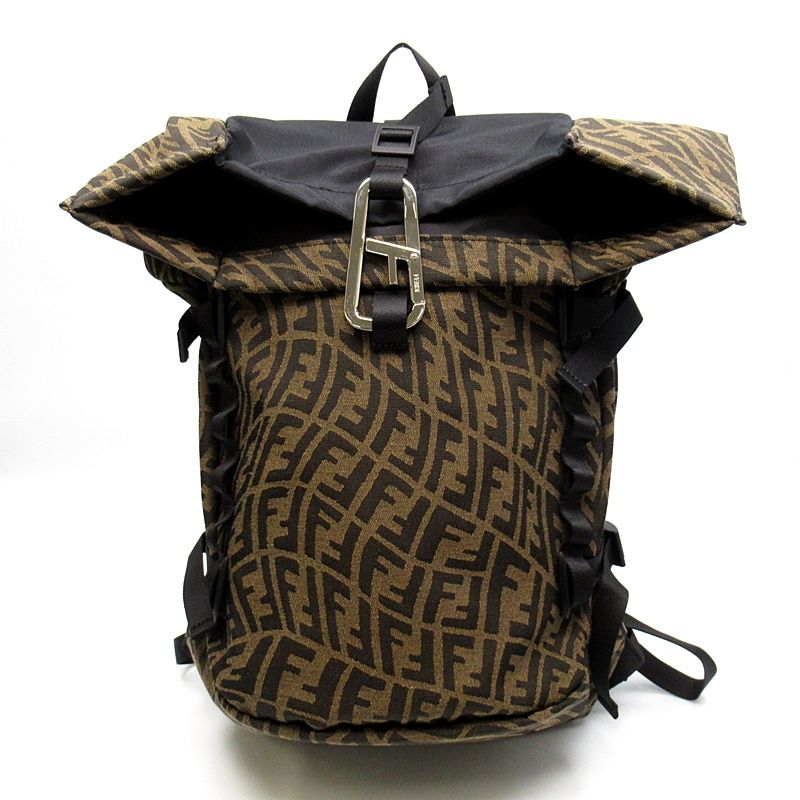 Fendi FF Vertigo Backpack Zucca Nylon Brown