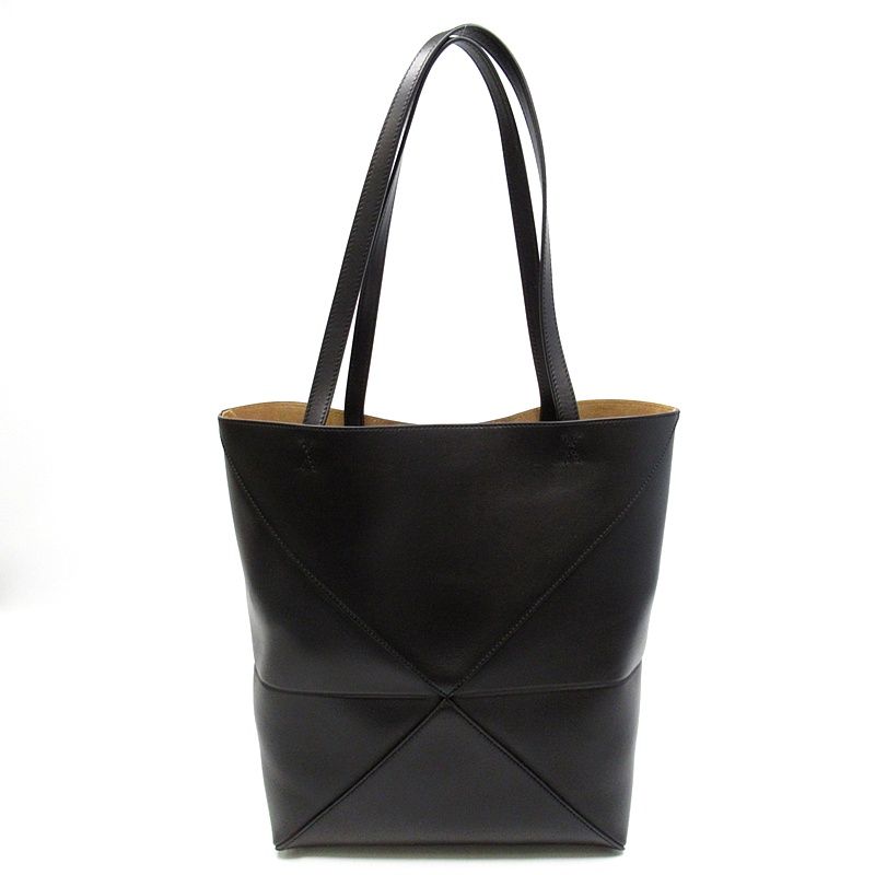 Loewe Puzzle Fold Tote Shiny Calf Black — view 4