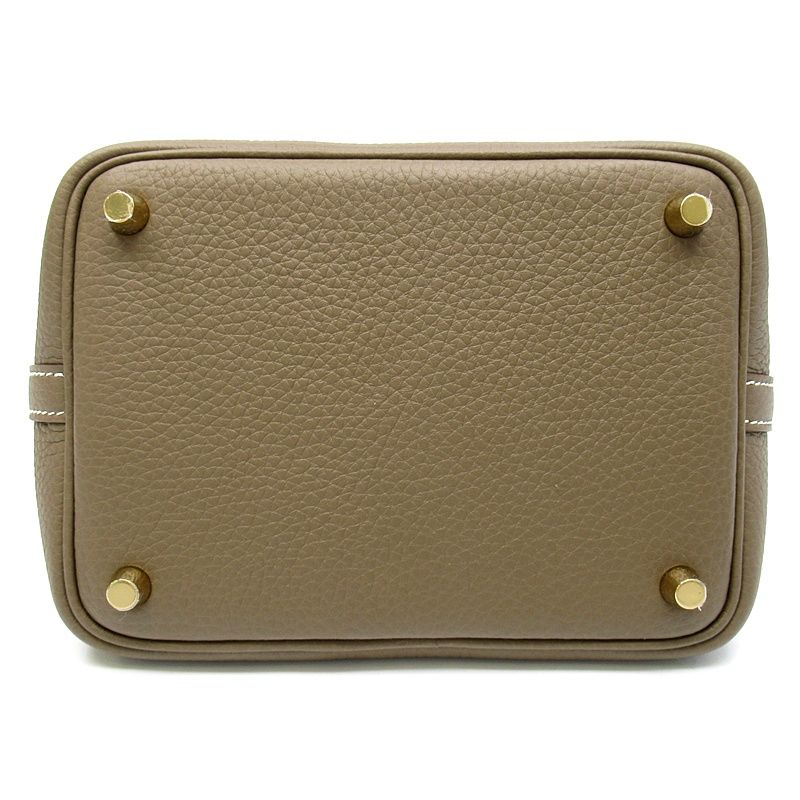 Hermes Picotin Lock PM Taurillon Clemence Handbag Etoupe — view 6