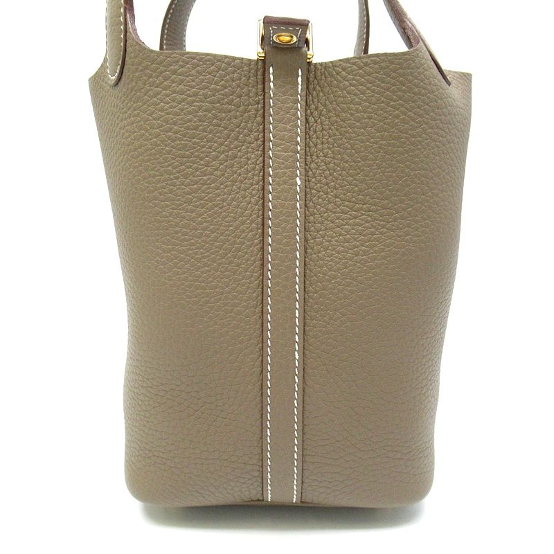Hermes Picotin Lock PM Taurillon Clemence Handbag Etoupe — view 5