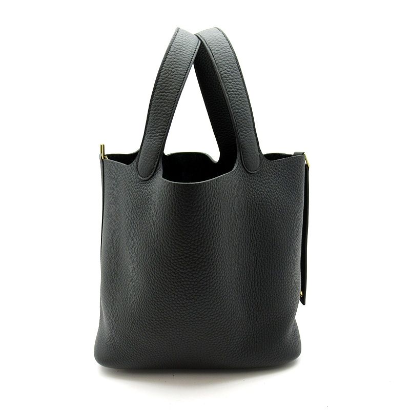 Hermes Picotin Lock MM Taurillon Clemence Handbag Noir