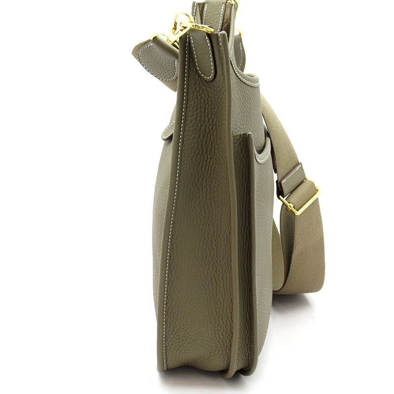 Hermes Evelyne 3 PM Taurillon Clemence Shoulder Bag Etoupe — view 2