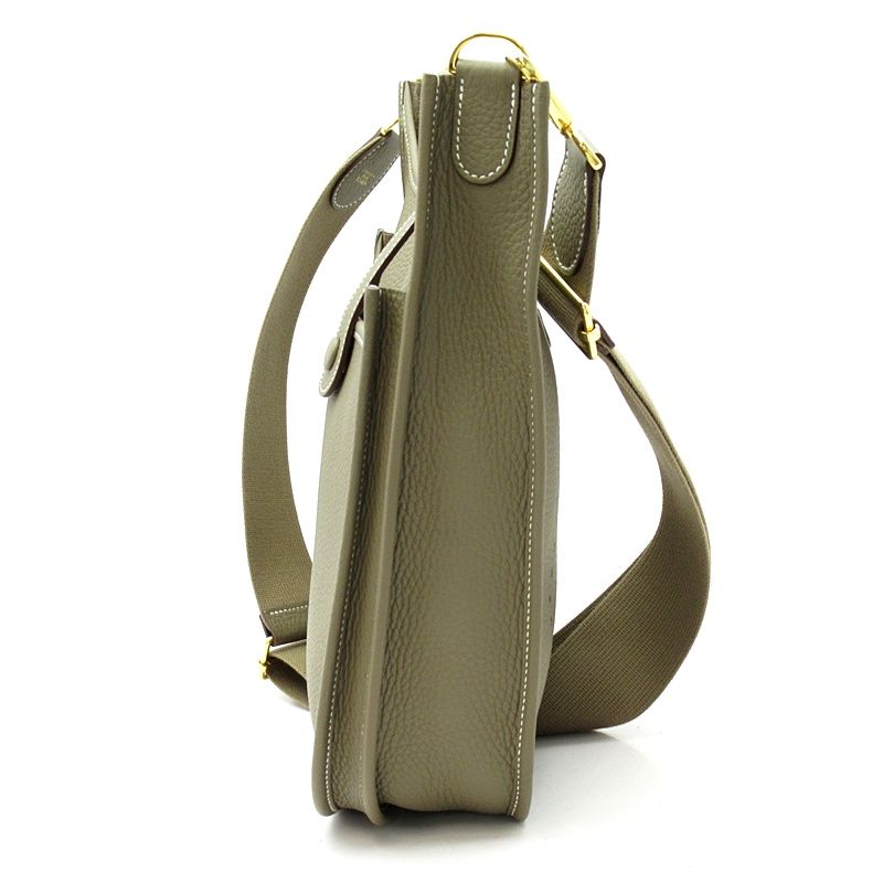 Hermes Evelyne 3 PM Taurillon Clemence Shoulder Bag Etoupe — view 4