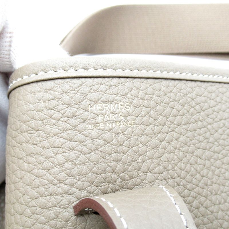 Hermes Evelyne 3 PM Taurillon Clemence Shoulder Bag Etoupe — view 7
