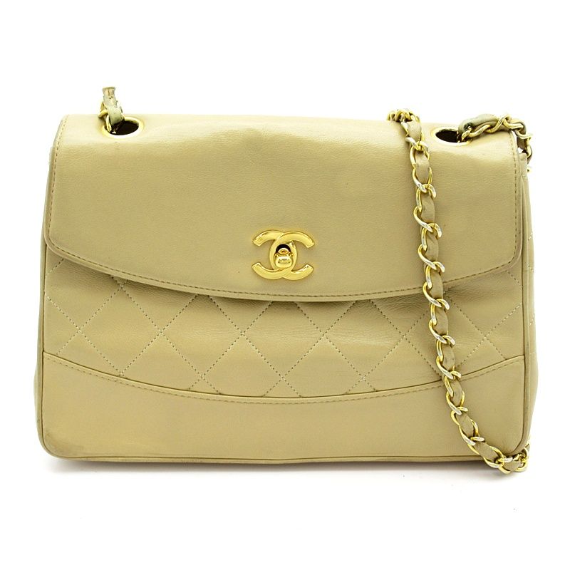 Chanel Chain Shoulder Bag Lambskin Beige
