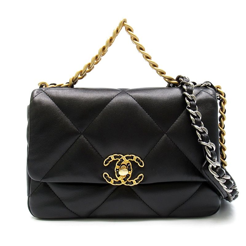 Chanel 19 Flap Chain Shoulder Bag Lambskin Black