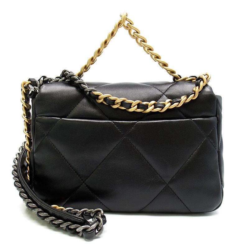 Chanel 19 Flap Chain Shoulder Bag Lambskin Black — view 3